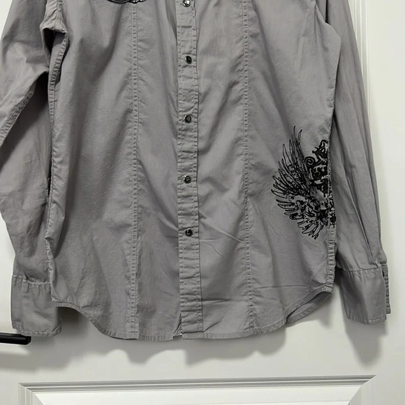 Guess Men’s Long Sleeve Button Down Gray Dress Shirt size Small - Picture 6 of 10